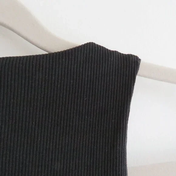 GOOD AMERICAN The Body Sculpted Midi Dress Black Minimalist Bodycon Size 0 / XS - Picture 9 of 12